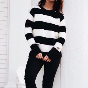 Stripe Distressed Sweater